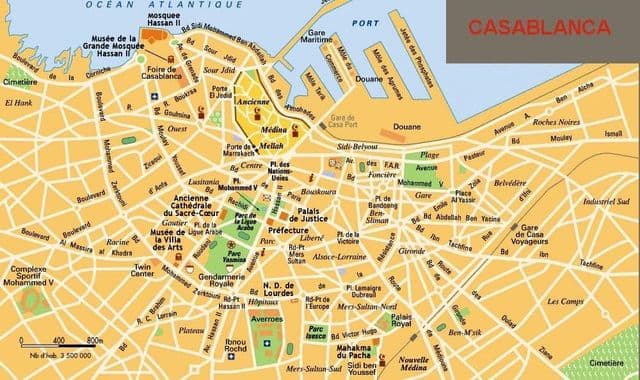 Casablanca city center map