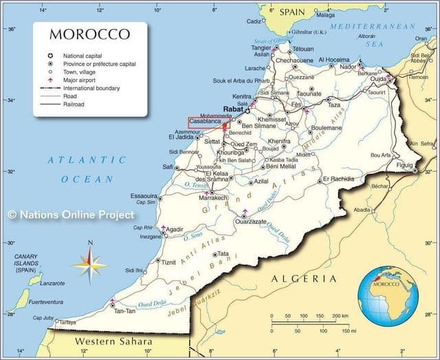 Casablanca on Morocco map